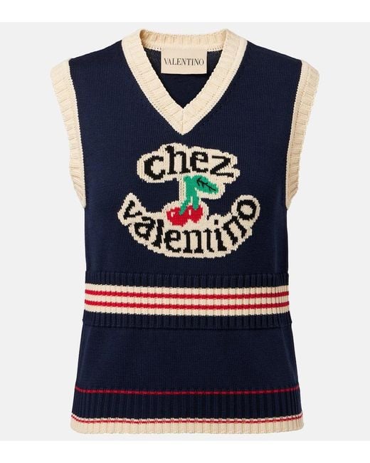 Valentino Blue Pullunder Chez Aus Baumwolle