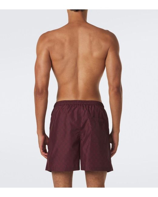 Gucci Purple Gg Poplin Swim Trunks for men
