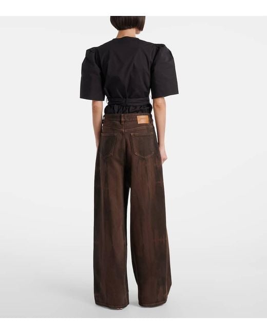 Ganni Brown High-Rise Wide-Leg Jeans