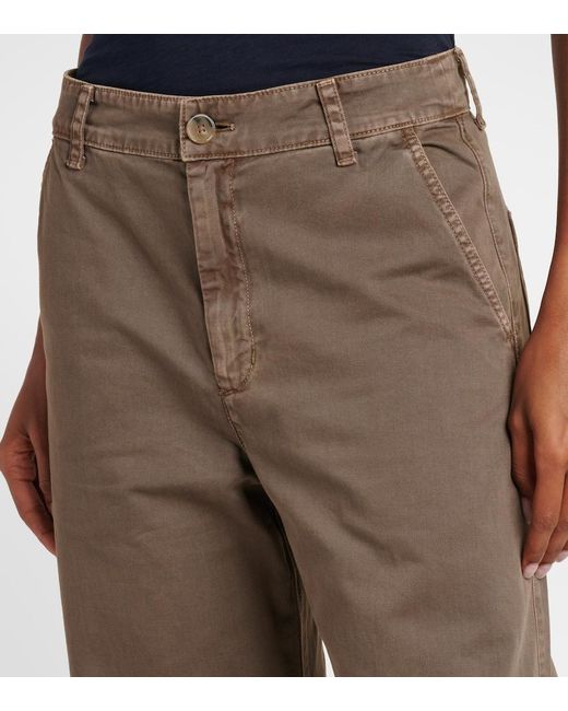 Velvet Brown Alexis Cotton Twill Barrel-Leg Pants