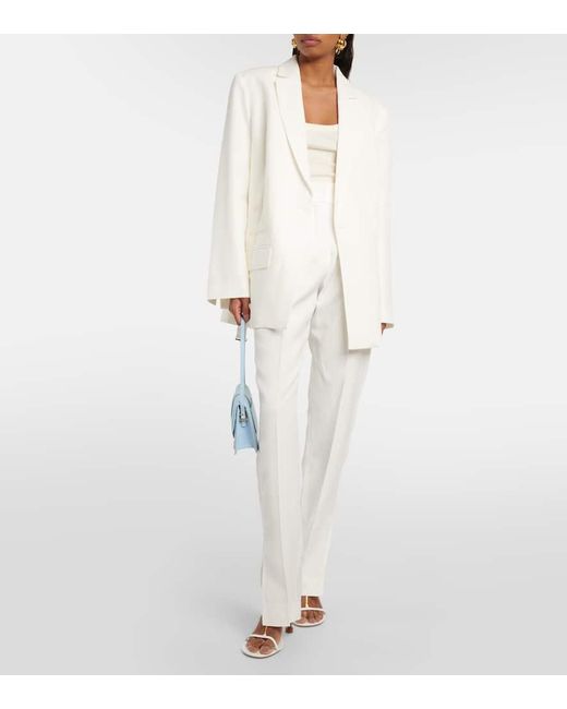 Jacquemus White La Veste Tibau Asymmetric Blazer