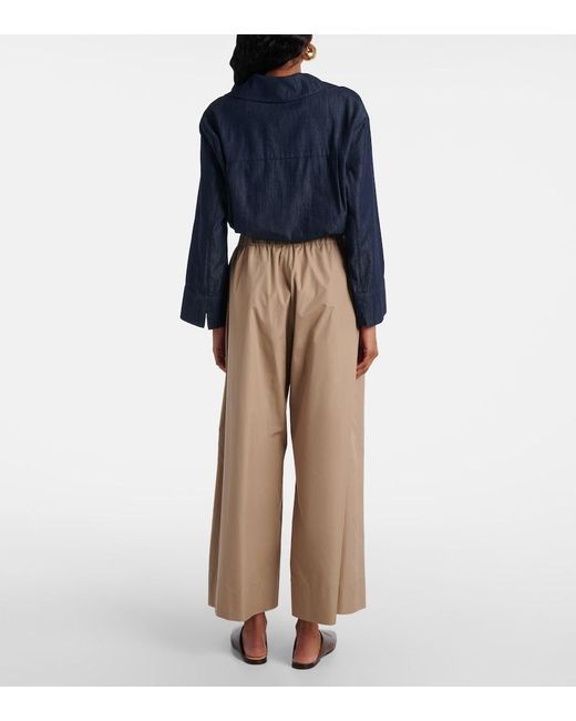 Max Mara Natural Auero Cotton Poplin Wide-Leg Pants