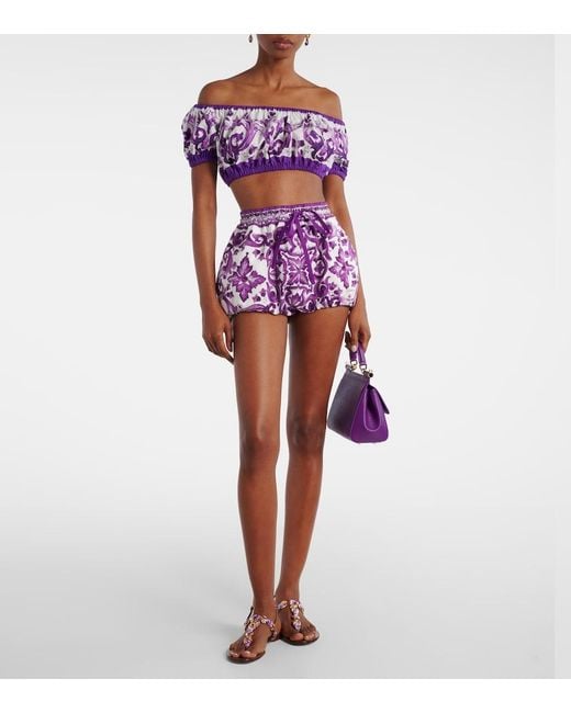 Dolce & Gabbana Purple Printed Crop Top