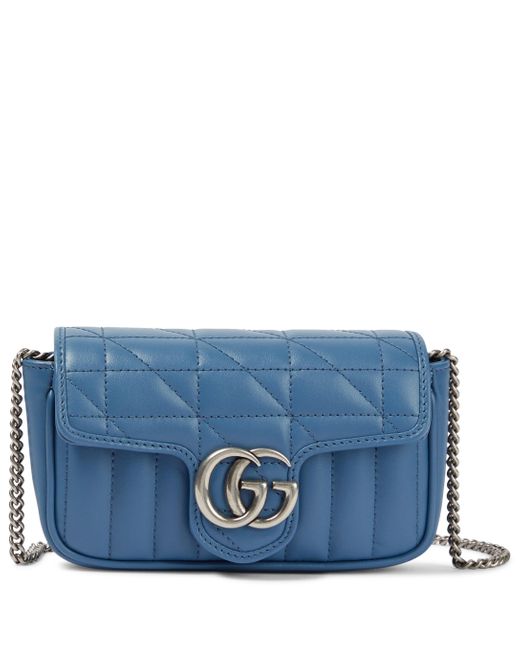 Gucci Blue GG Marmont Super Mini Shoulder Bag