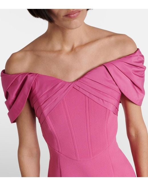 Rebecca Vallance Pink Anais Off-Shoulder Crepe Midi Dress