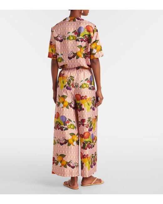 Eres Multicolor Cannelle Silk Twill Wide-Leg Pants