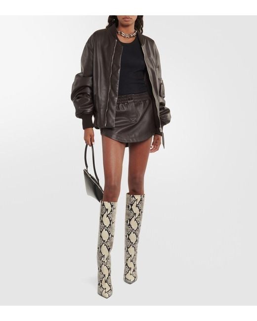 Paris Texas Stiletto Snake-print Leather Knee-high Boots | Lyst