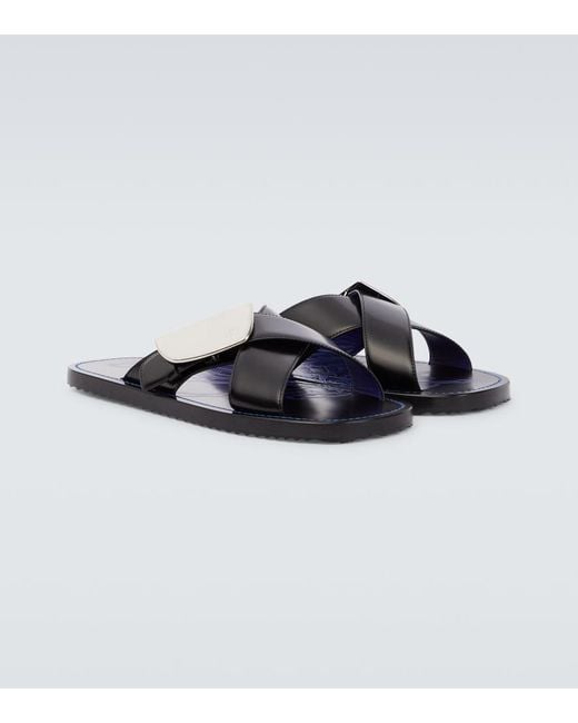 Burberry Blue Ekd Leather Sandals for men
