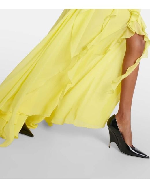 Blumarine Yellow Robe aus Seiden-Georgette
