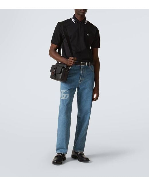 Borsa A Tracolla Con Dettaglio Web Misura Piccola di Gucci in Black da Uomo
