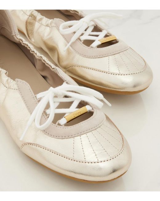 Chloé Natural Kick Metallic Leather Flats