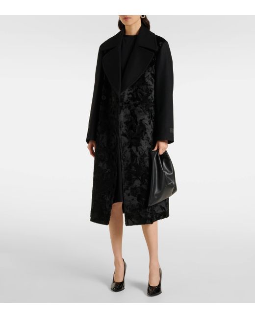 MM6 by Maison Martin Margiela Black Paneled Wool-Blend Coat