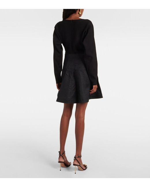 Ulla Johnson Black Aremi Twill-Trimmed Mini Dress