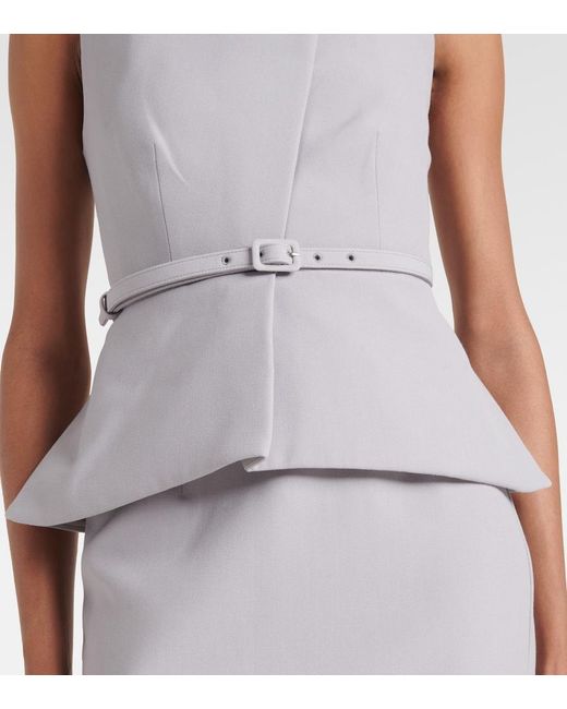 Roland Mouret White Asymmetric Strapless Peplum Crepe Top
