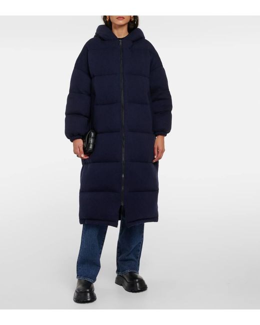 Yves Salomon Blue Wool And Cashmere Down Coat