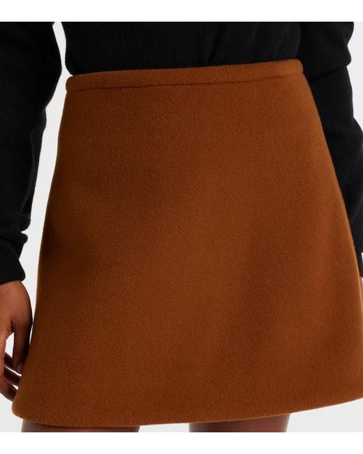 Minifalda En Mezcla De Lana Patou de color Brown