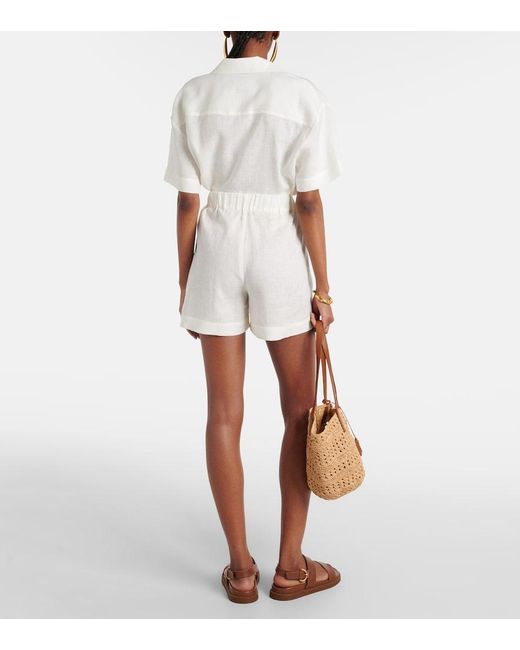 Asceno White Zurich Linen Shorts