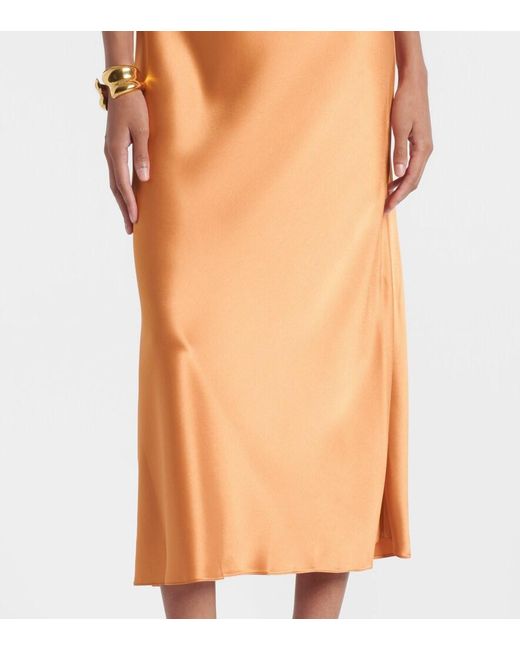 Galvan Orange Midikleid Sienna Aus Satin