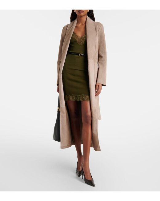 Nour Hammour Natural Gallery Suede Coat