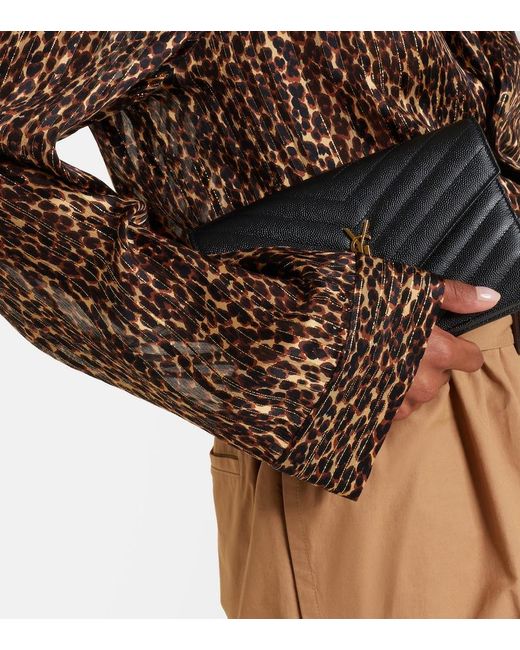 Saint Laurent Brown Leopard-Print Silk Blouse