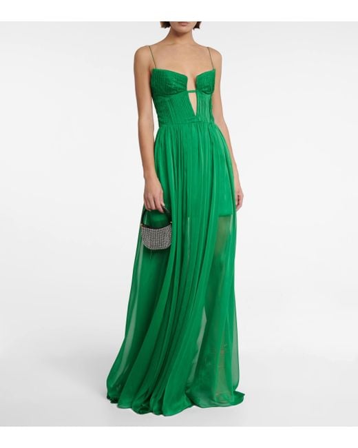 Rasario Green Cutout Chiffon Gown