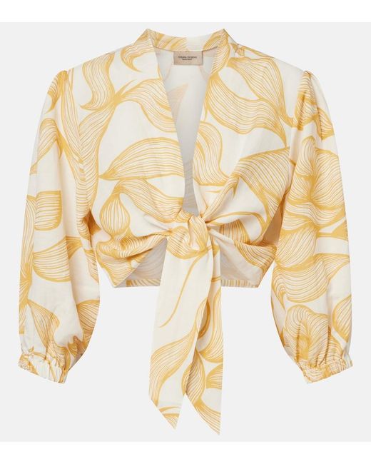 Adriana Degreas Metallic Printed Crop Top