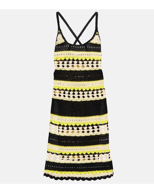 Ganni Yellow Crochet Mini Dress