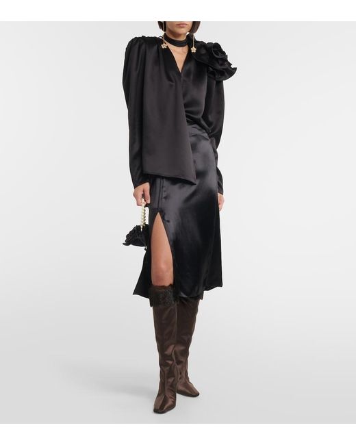 Magda Butrym Brown Faux Satin Knee-High Boots