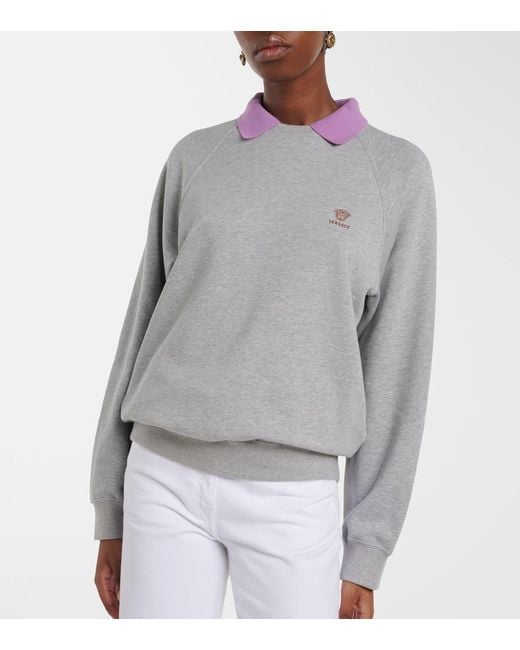 Versace Gray Cotton Jersey Sweatshirt