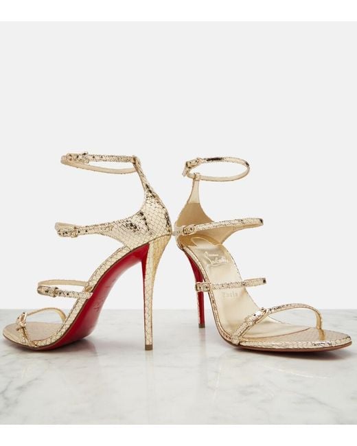 Christian Louboutin Metallic Millenium Snake-Effect Leather Sandals