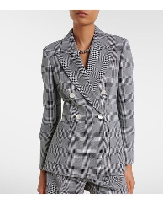 Max Mara Gray Prince Of Wales Check Virgin Wool Blazer