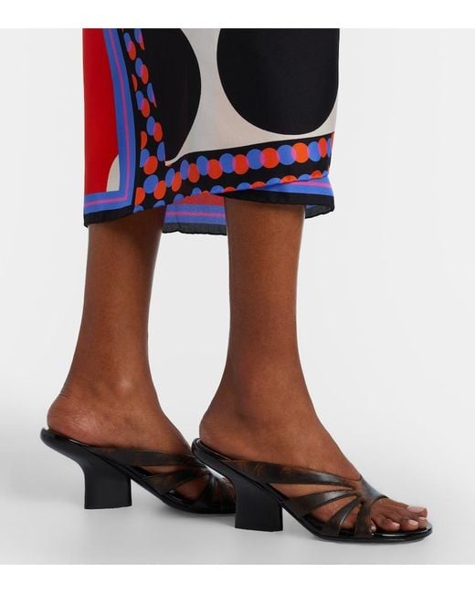 Dries Van Noten Black Distressed Leather Mules