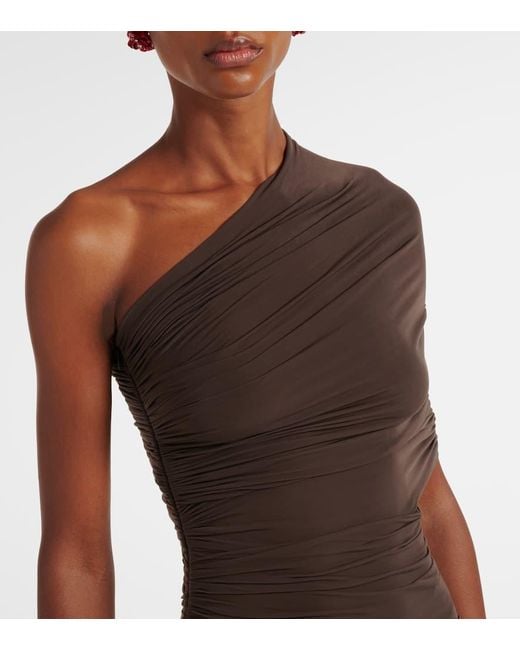 Magda Butrym Brown Draped One-Shoulder Gown