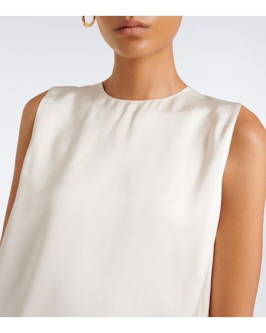 Vince White Lace-Trimmed Satin Top