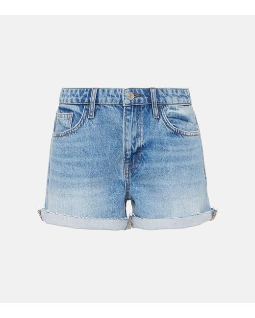 FRAME Blue High-Rise Jeansshorts Le Grand Garcon