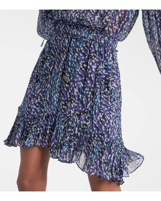 Isabel Marant Blue Viera Asymmetric Printed Mini Skirt