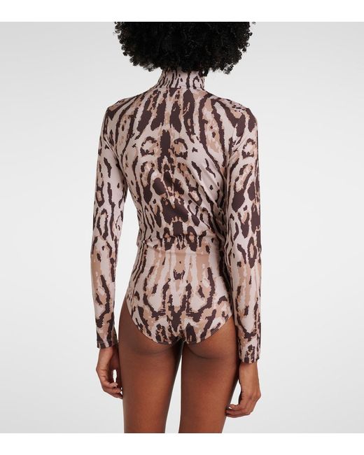Bogner White Viviane Animal-Print Jersey Bodysuit