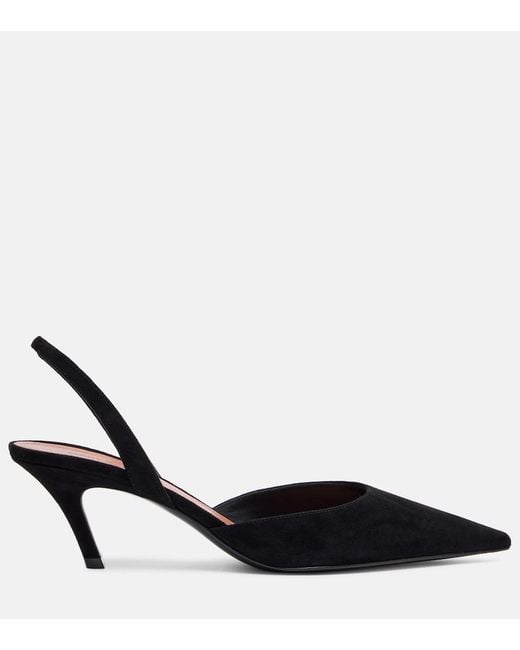 AMINA MUADDI Black Sofia 60 Suede Slingback Pumps