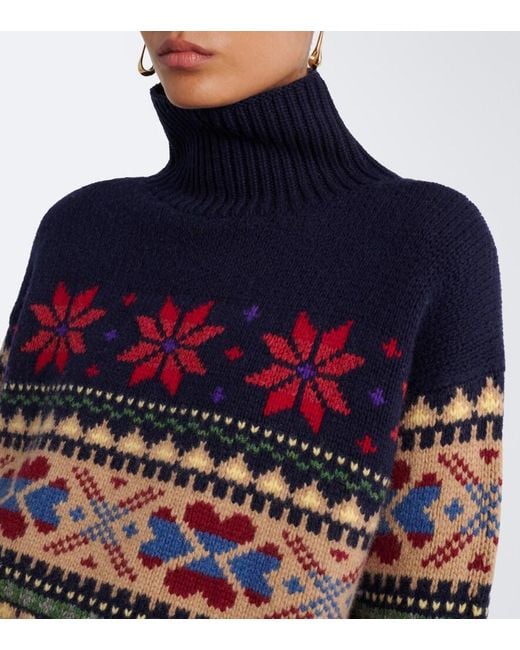 Polo Ralph Lauren Blue Wool-Blend Turtleneck Sweater
