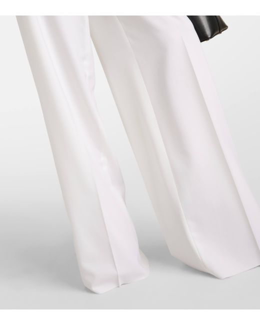 Max Mara White Senna Virgin Wool Wide-Leg Pants