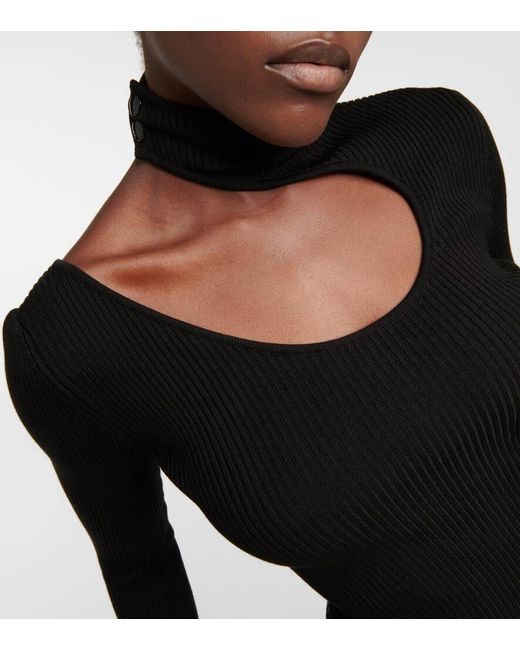 Petar Petrov Black Fiz Cutout Ribbed-Knit Silk Top