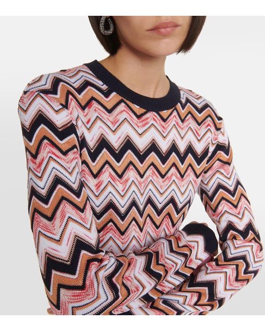 Vestido corto en mezcla de lana en zigzag Missoni de color Multicolor