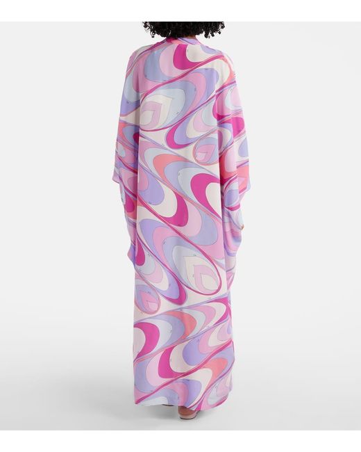 Emilio Pucci Pink Printed Silk Crepe De Chine Kaftan