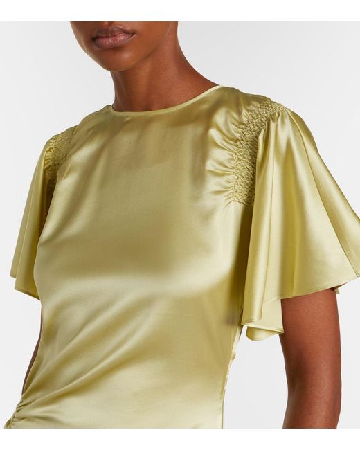 Veronica Beard Metallic Huntleigh Ruched Silk-Blend Satin Gown