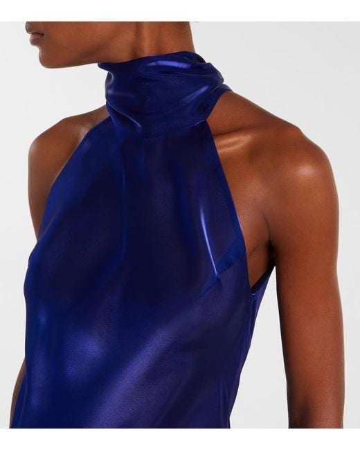 Galvan Blue Sienna Semi-Sheer Organza Gown