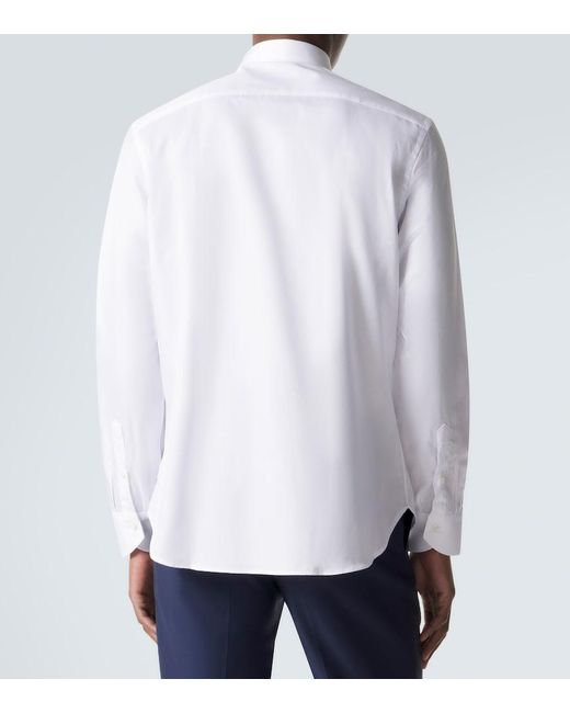 Canali White Cotton Poplin Shirt for men