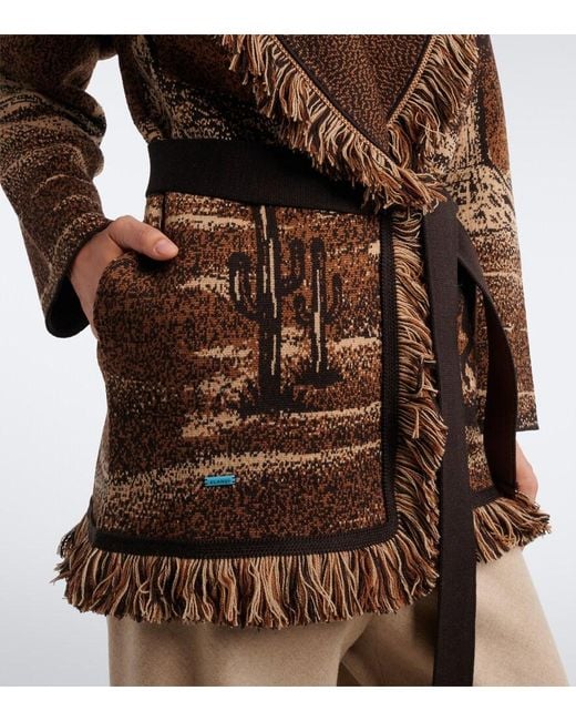 Alanui Brown Wild Wild Jacquard Wool-Blend Cardigan