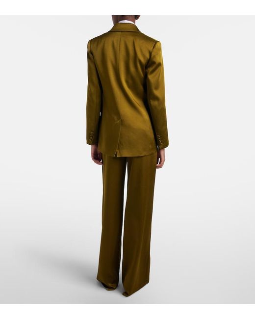 Max Mara Green Cono Satin Wide-Leg Pants