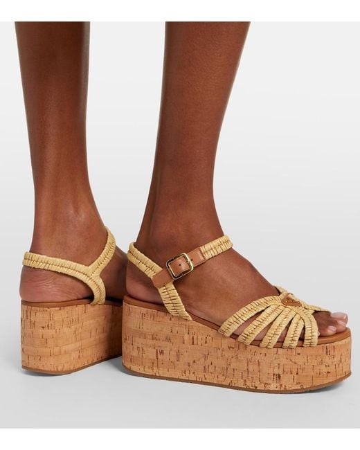 Prada Metallic Crochet Wedge Sandals