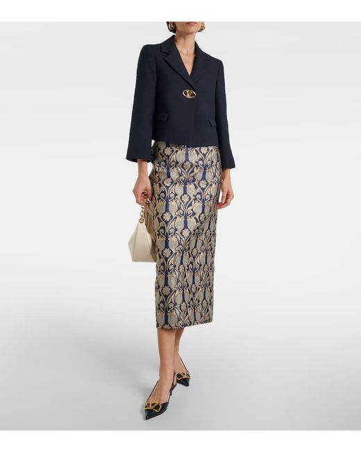 Gonna Midi Mossi di Valentino in Gray